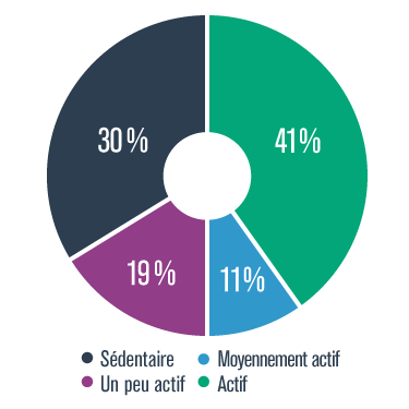 Statistique sur le niveau d'activité physique de loisir et de transport.